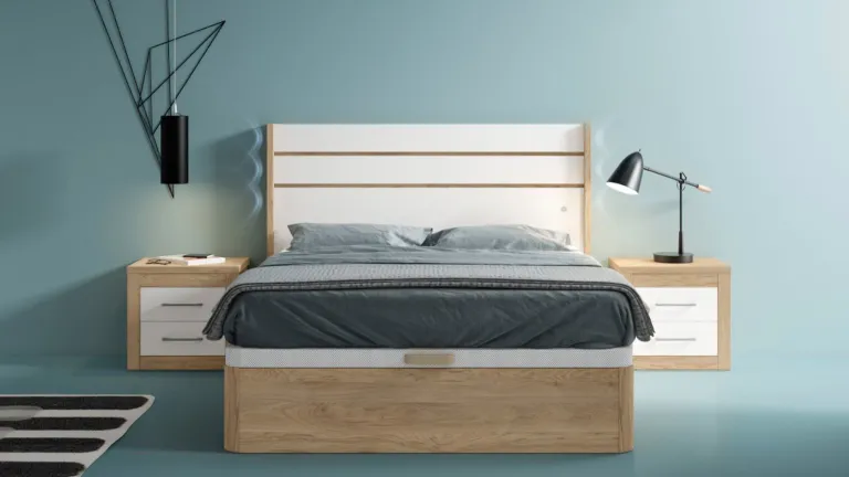 Lit coffre en bois avec moteur électrique intégré