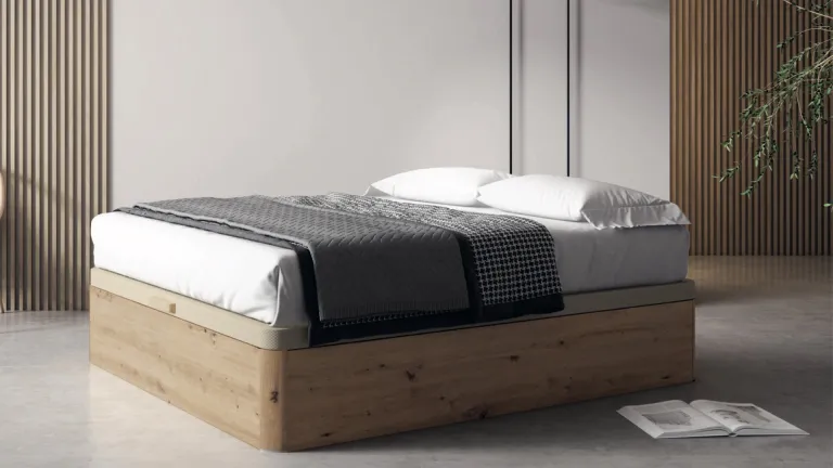 Lit coffre en bois avec moteur électrique intégré