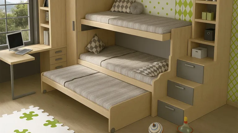 Lit escamotable gigogne pour 3 couchages très confortables
