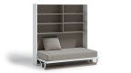 Lit escamotable horizontal avec bureau et bibliothèque intégrés