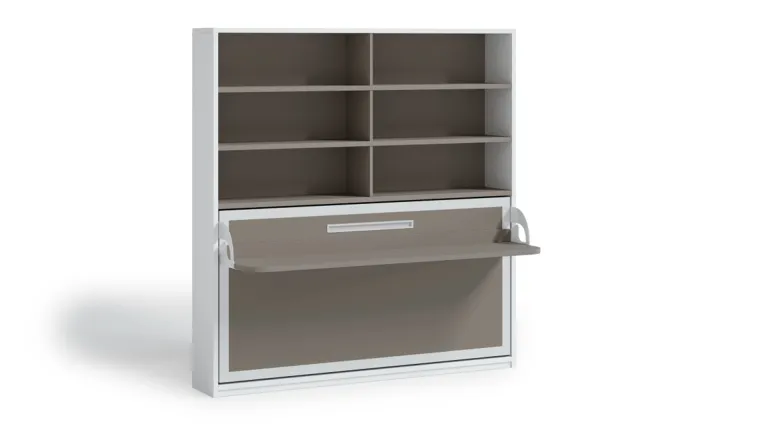 lit escamotable armoire horizontal avec bureau et rangement