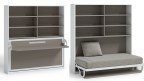 Lit escamotable horizontal avec bureau et bibliothèque intégrés