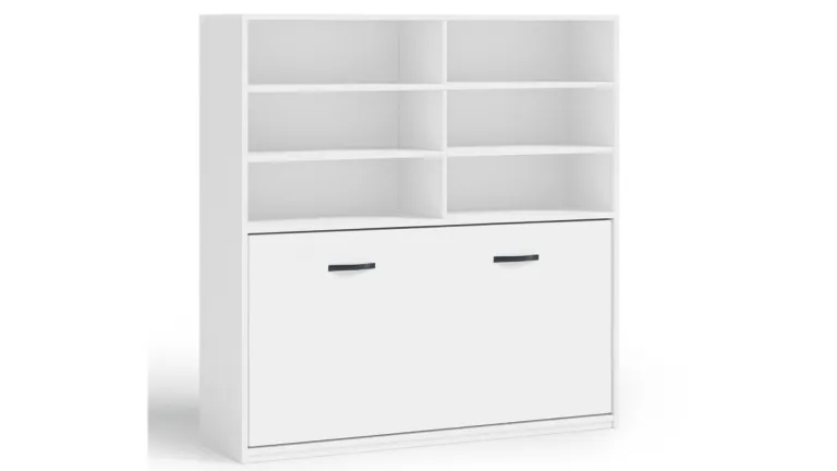 Lit escamotable horizontal avec bibliothèque intégrée | Boconfort