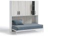 Lit escamotable horizontal avec armoire haute intégrée