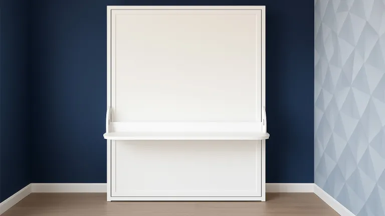 Lit escamotable vertical avec bureau intégré et étagères intérieures