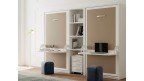 Lit escamotable vertical avec bureau intégré et étagères intérieures