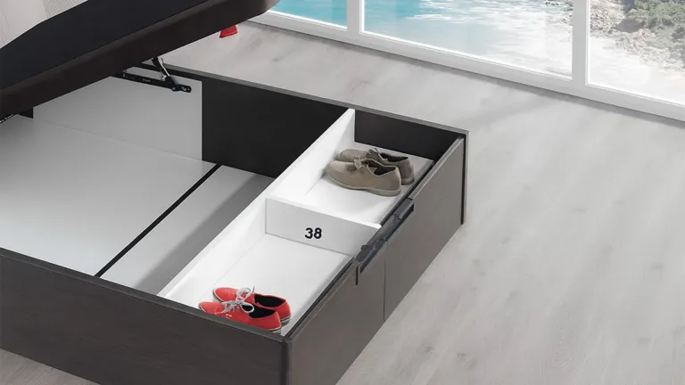 Lit coffre en bois avec 2 grands tiroirs - Boconfort