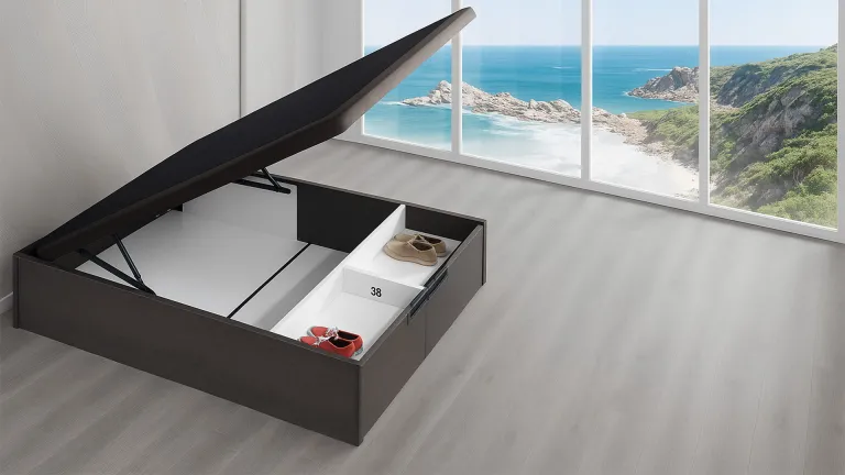 Lit coffre en bois avec 2 grands tiroirs - Boconfort