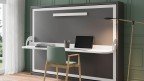 Lit escamotable horizontal avec bureau intégré et étagères intérieures | Boconfort
