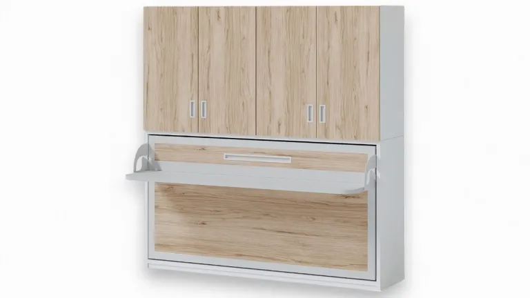 Lit escamotable horizontal avec armoire et bureau pratique | Boconfort
