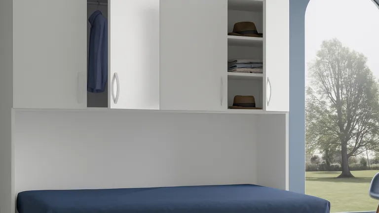 Lit escamotable horizontal avec armoire et bureau pratique | Boconfort