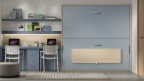 Lit escamotable double avec bureau intégré — Solution compacte pour chambre d’enfant ou studio