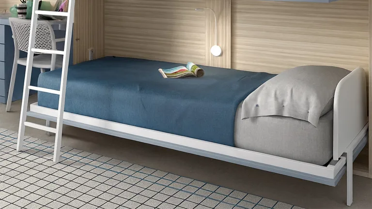 Lit escamotable double avec bureau intégré — Solution compacte pour chambre d’enfant ou studio