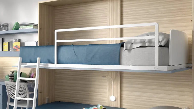 Lit escamotable double avec bureau intégré — Solution compacte pour chambre d’enfant ou studio
