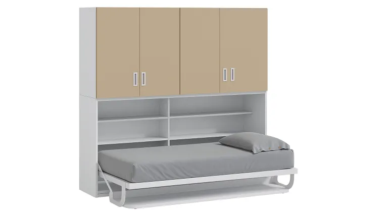 Lit escamotable avec fonctions rangement et bureau