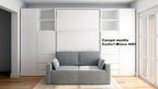 Lit escamotable vertical avec étagère décorative et canapé | Boconfort