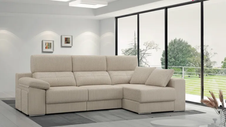 Canapé d'angle coulissant CAP BENAT avec poufs intégrés