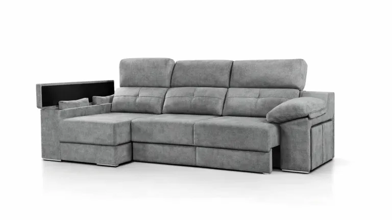 Canapé d'angle coulissant CAP BENAT avec poufs intégrés
