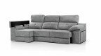 Canapé d'angle coulissant CAP BENAT avec poufs intégrés