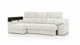 canapé d'angle coulissant avec poufs et coffre