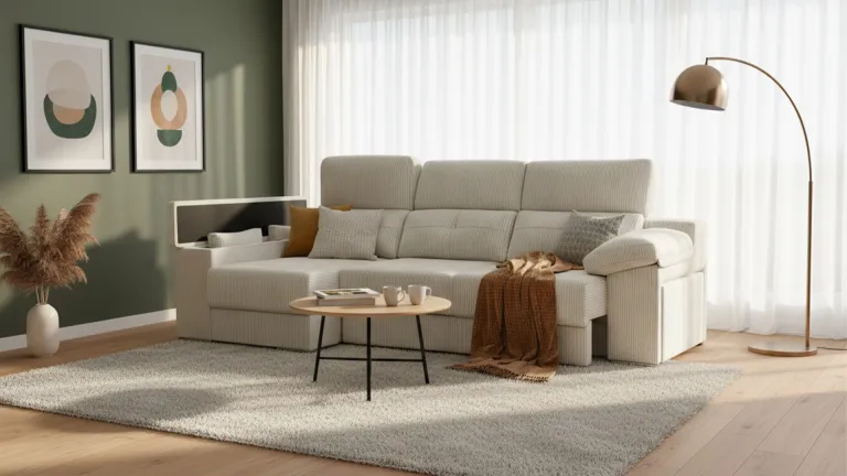 Canapé d'angle coulissant CAP BENAT avec poufs intégrés