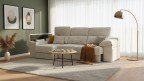 Canapé d'angle coulissant CAP BENAT avec poufs intégrés
