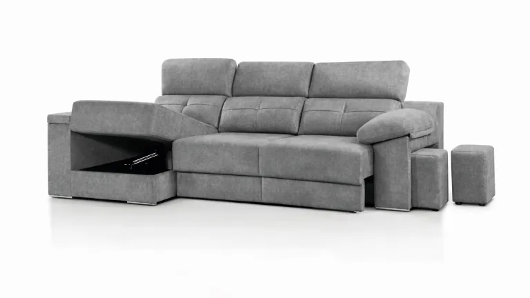 Canapé d'angle coulissant CAP BENAT avec poufs intégrés