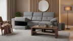Canapé d'angle coulissant CAP BENAT avec poufs intégrés