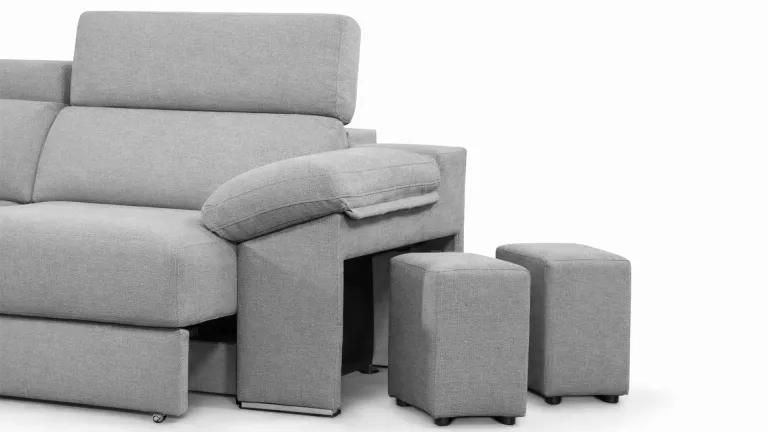 Canapé droit coulissant PHOCÉENNE avec poufs intégrés
