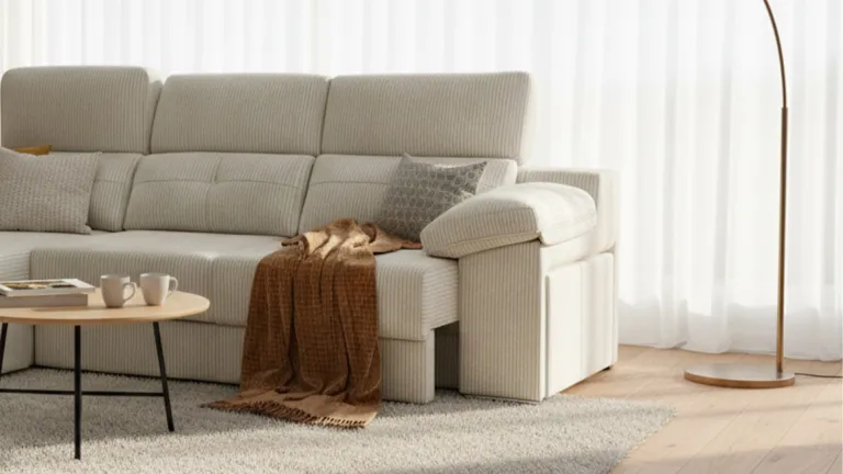 Canapé droit coulissant PHOCÉENNE avec poufs intégrés