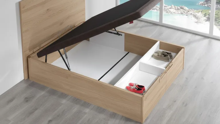 Lit coffre en bois avec 2 grands tiroirs | Boconfort