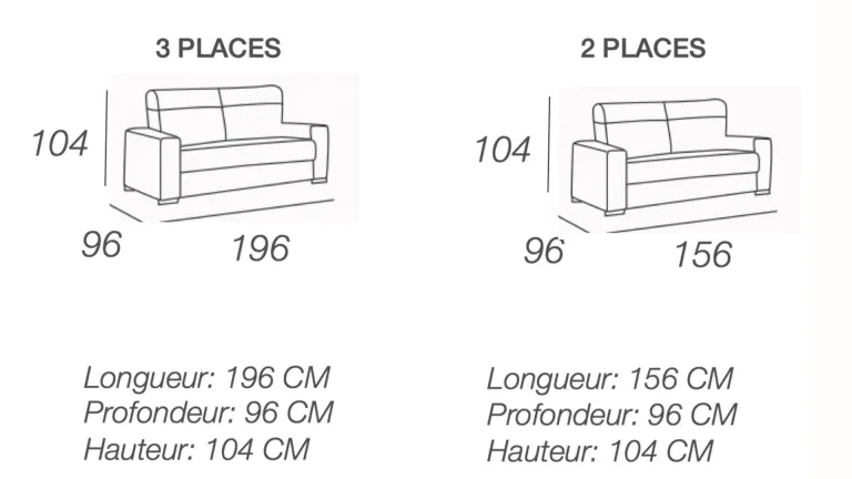 Canapé 2 places coulissant ARSENAL – tissu Indico antitaches