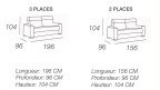 Canapé 2 places coulissant ARSENAL – tissu Indico antitaches