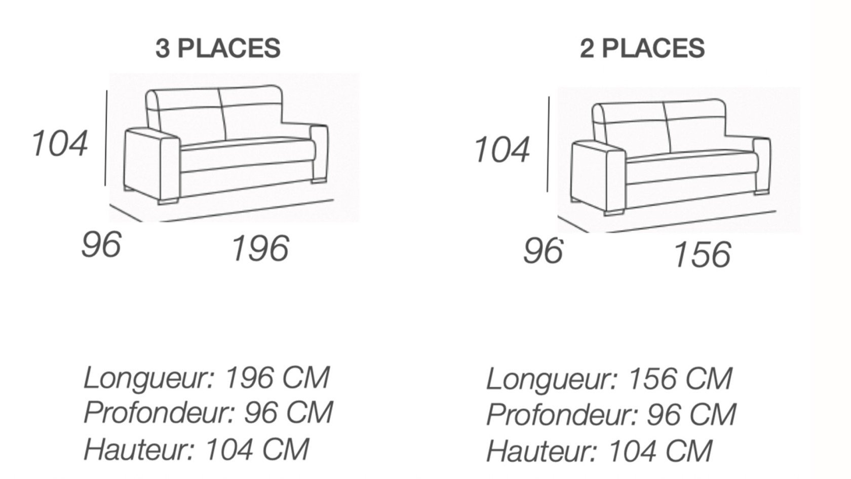 Canapé 2 places coulissant ARSENAL – tissu Indico antitaches