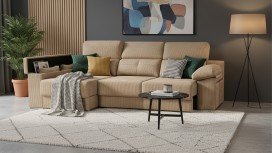 Canapé coulissant d'angle avec poufs LAVAL