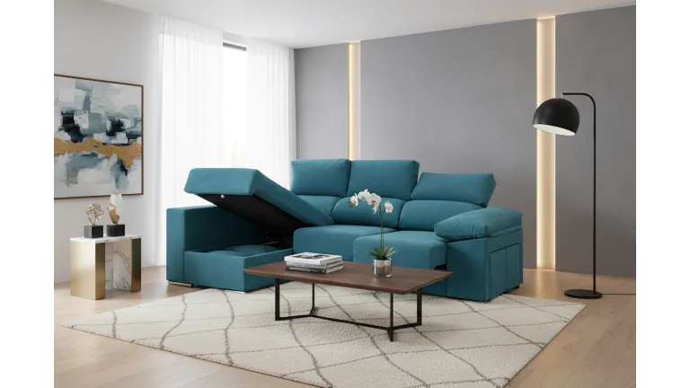 Canapé d'angle coulissant OPÉRA en tissu anti-taches