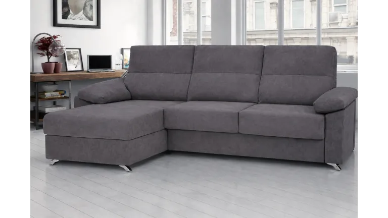 Canapé convertible MILAN avec méridienne, tissu moderne