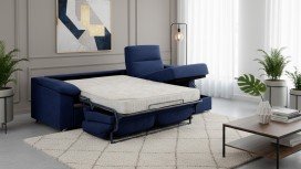 Canapé convertible MILAN avec méridienne, tissu moderne