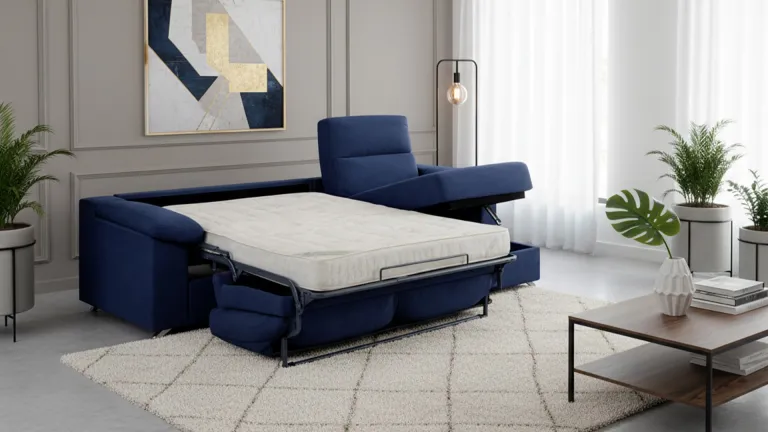 Canapé convertible MILAN avec méridienne, tissu moderne