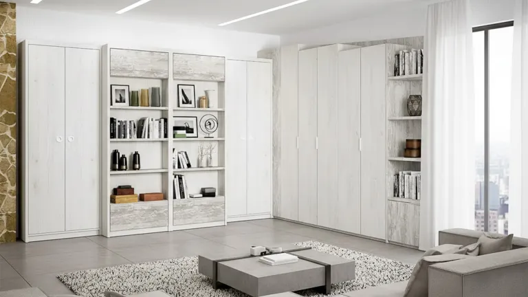Lit escamotable GRANDS-BOULEVARDS avec bibliothèque coulissante