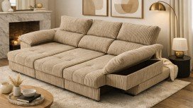 canapé extra coulissant avec pouf et accoudoir coulissant