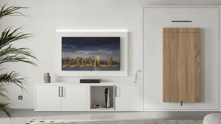 Lit escamotable vertical avec bureau intégré fonctionnel