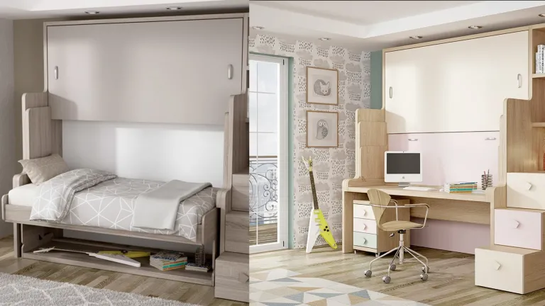 Lit superposé escamotable horizontal autoporteur | Boconfort