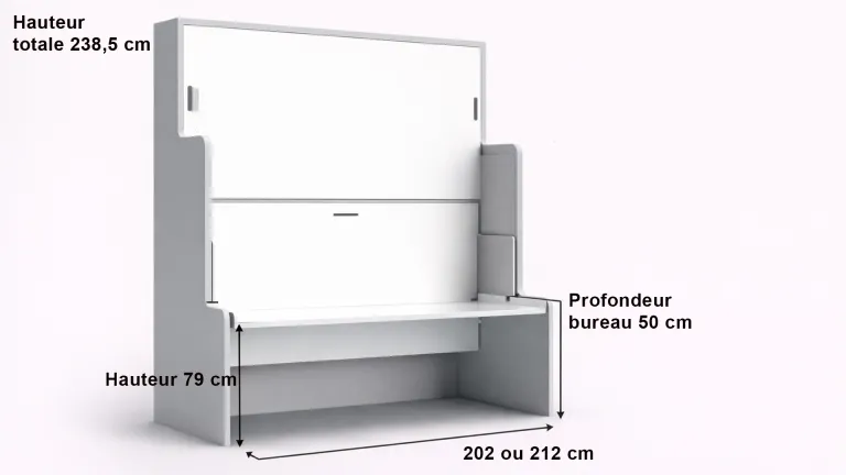 Lit superposé escamotable horizontal autoporteur | Boconfort
