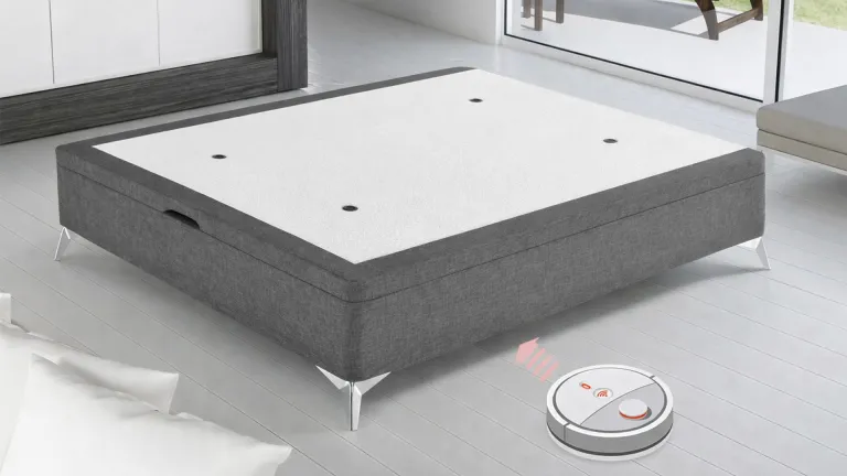 Lit coffre tissu pied métal | Boconfort