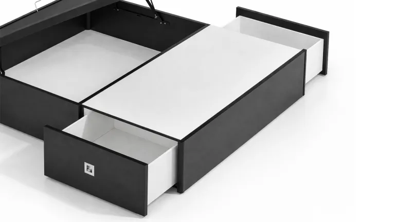 Lit coffre bois tiroirs latéraux | Boconfort