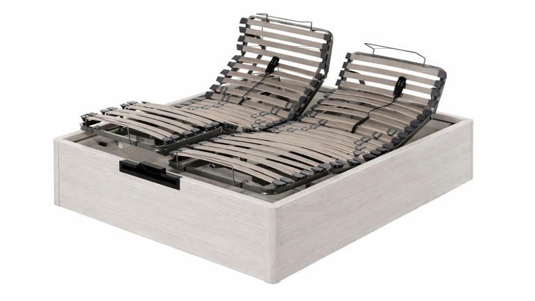 Lit coffre relax électrique bois MATERA, 5 plans et coffre 27 cm