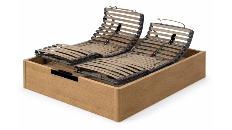 Lit coffre relax électrique bois MATERA, 5 plans et coffre 27 cm