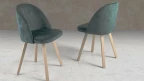 Chaise tissu et bois design TURIN