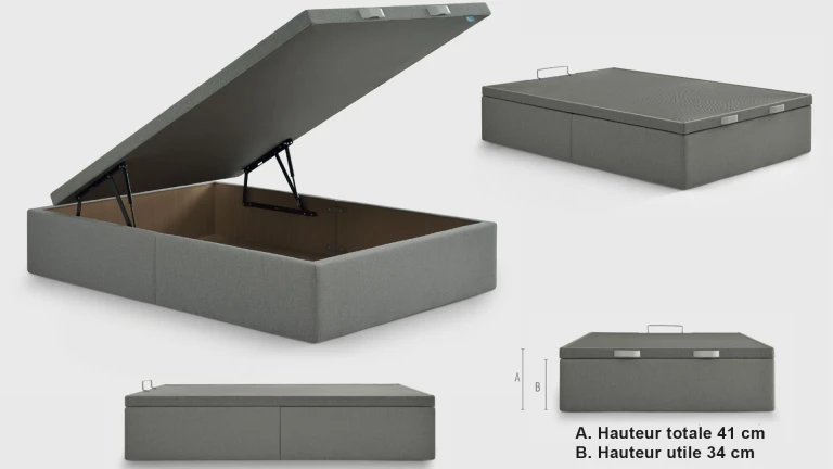 Lit coffre BIG BOX tissu grande capacité
